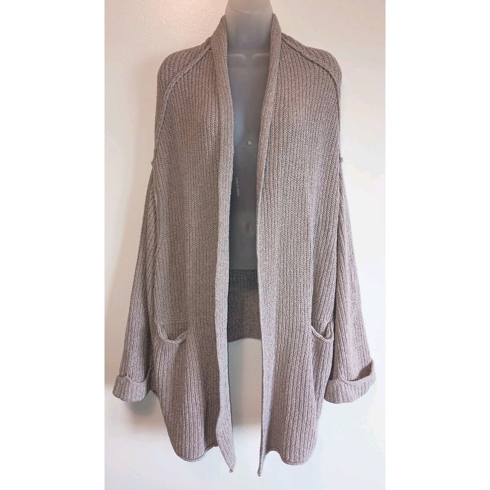 Free People Low Tide Cardigan M/L Mauve Oversized Slouchy Knit Boho Cozy Layer